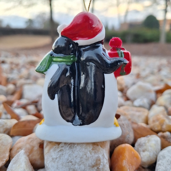 Penguin Christmas Ornaments Miniature Bell Hand and Blown Glass Set of 2 Vintage - Picture 7 of 15